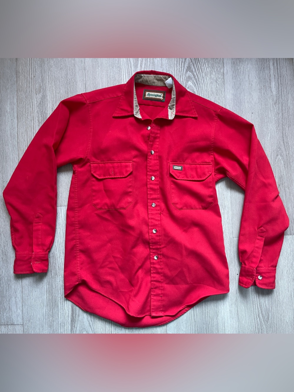Vintage Remington Classic Casual Red Button-Down Work Shirt